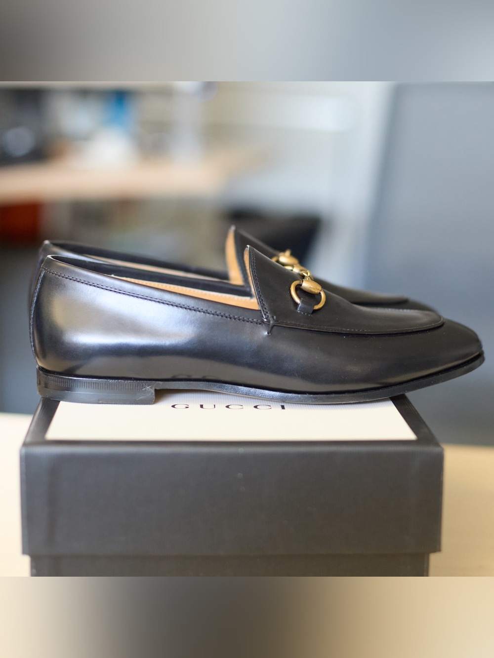 NIB Gucci Women's Jordaan Black Leather Horsebit Loafers Size 36 / US 6 - Picture 3 of 6